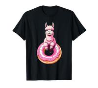 Alpaca Sitting on Donut Illustration T-Shirt