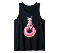 Alpaca Sitting on Donut Illustration Tank Top