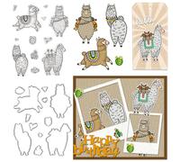 Alpaca Stamps and Dies for Card Making, Flower Clear Stamp and Cutting Die Sets Alpaca Die Cuts Sheep Cutting Dies Cactus Leaves Clear Stamps for Holiday Paper Craft Card Making Photo Album Decor