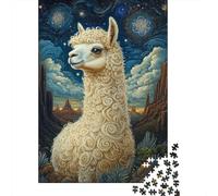 Alpaca Starry Sky Landscape 1000 Piece Jigsaw Puzzle Paper for Adults Night Scenery Puzzle Game for Family Focus Relax Gift 52x38cm/1000pcs