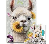 Alpaca Sunflower Jigsaw Puzzles for Adults 1000 Jigsaws,Challenging Game Gifts for Is Ideal As A Gift for The Whole Family (38x26cm)