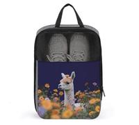 Alpaca Surrounded by Flowers Shoe Bag Travel Shoe Organizer Water-Resistant Shoe Pouch with Zipper Sneaker Dust Bag, gray, One Size, Modern