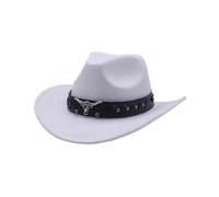 Alpaca Vest Men's Western Denim Curved Top Hat Wool Hat with Large Brim British Jazz Hat in Autumn and Winter Style Horses, White, One Size