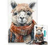 Alpaca Watercolor Art Adults 1000 Piece Jigsaw Puzzle Focus Memory Game Zero Gap Compact Fun for Family Game Time (38x52cm)