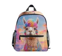 Alpaca Wearing Macrame Toddler Backpack Preschool Backpack Boys Girls Kids Kindergarten School Bag for 3-8 Years