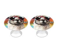 Alpaca Wearing Sunglasses Cabinet Knobs, 2-Pack Silver Stainless Steel Drawer Pulls with Screws, Elegant Hardware for Dressers, Kitchen,Cabinets & Desks
