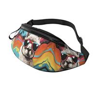 Alpaca wearing sunglasses Fanny Pack for Men Women, Waterproof Sports Waist Bag Fashion Belt Bag Crossbody Bags Hip Bum Bag with Adjustable Strap Large Sling Bag Purse for Travel Hiking