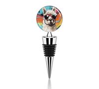 Alpaca Wearing Sunglasses Wine Stoppers Reusable Wine Bottle Stopper Decorative Champagne Stoppers Silicone Beverage Bottle Sealer Keep Fresh, Leakproof Wines Saver for Bar Party Decor