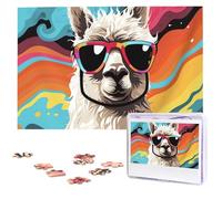 Alpaca Wearing Sunglasses Wooden Puzzles 1000 Pieces Personalized Jigsaw Puzzle For Adults Interesting Custom Photo Puzzles Gift For Holiday Birthday Wedding Anniversay