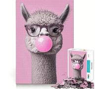 Alpaca with Bubble Gum 1000 Jigsaw Puzzle Mental Fun Game Seamless Fit Precise Pieces Relaxing Indoor Group Activity (38x52cm)