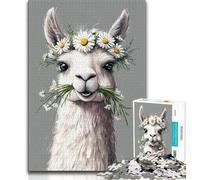 Alpaca with Flowers Puzzles for Adults Teens 1000 Pieces,Stress Reliever Staycation Kill Time with Matching Poster And Trivia Sheet (38x26cm)