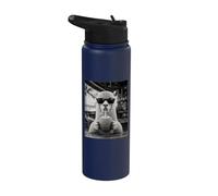 Alpaca with Sunglasses and Coconut Drink Stainless Steel Insulated Water Bottle