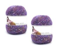 Alpaca Wool Crochet Yarn Kit - Colorful Easy Knitting DIY Cotton Mohair Simply Soft Rainbow Double Gradient Chunky for Scarf (Purple)