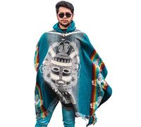 Alpaca World | Alpaca ponchos for men and women | Handmade with the best baby alpaca wool material by Ecuadorian artisans., Blue, Huma Mask, One size
