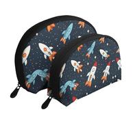 Alpaca's body display Moon Cosmetic Bag, Travel Makeup Pouch, Portable Waterproof Cosmetic Pouch for Girls Women., Cartoon Rocket Launch Direction, One Size