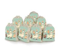 Alpacas Bunches Pocket Cotton And Hemp with Drawstring 8 Pieces Reusable Gift Bags Jewelry Pouch for Wedding DIY Craft Party (4.9 X 6.7 Inch)