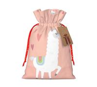 Alpacas Christmas Canvas Gift Bag With Drawstring,Reusable Personalizedgift Bag