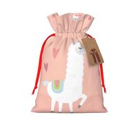 Alpacas Christmas Canvas Gift Bag With Drawstring,Reusable Personalizedgift Bag