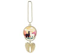 Alpacas in Love Car Pendant, Rear View Mirror Hanging Ornament, Auto Decor for Rearview Mirror, Keychain Golden-Style
