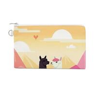 Alpacas in Love in The Mountains Coin Purses with Zipper, Personalized Zero Wallet for Shopping, Small Makeup Pouches Bag for Travel, Card Organizer Case, Portable Canvas Change Purses