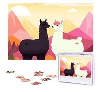 Alpacas in Love in The Mountains Puzzle for Adults 1000 Pieces Personalized Jigsaw Puzzles from Photos, Challenging Puzzle Perfect for Game Nights, Wooden Puzzles Gift for Holiday Birthday
