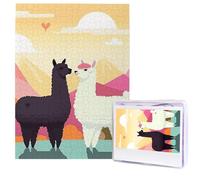 Alpacas in Love in The Mountains Puzzle for Adults 500 Pieces Personalized Jigsaw Puzzles from Photos, Challenging Puzzle Perfect for Game Nights, Wooden Puzzles Gift for Holiday Birthday