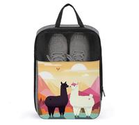 Alpacas in Love in The Mountains Shoe Bag with Mesh Waterproof Portable Travel Shoe Pouch Zipper Packing Organizer Expandable Packing Organizers Portable Sneaker Bag for Men Women