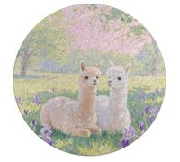Alpacas in Love Personalized Jigsaw Puzzles, 195Pcs Custom Wooden Jigsaw Puzzle Round Puzzle Gift Adult