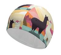 Alpacas in Love Swim Cap for Adult, Elastic Fabric Swimming Cap, Comfortable Bathing Cap for Long & Short Hair