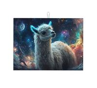 Alpacas in The Vast Starry Sky Large Microfiber Dish Draining Mat Reusable Washable Dish Drainer Pad Rack Mat for Kitchen Accessory 18x24 Inch