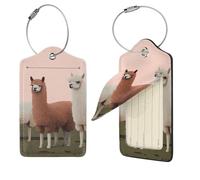 Alpacas Luggage Tag for Suitcase PU Leather Suitcase Tag with Stainless Steel Loop and Address Card Baggage Tags Cute Bag Name Travel Tags ID Labels for Women Men 1 PC