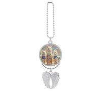 Alpacas Together Car Hanging Pendant, Zinc Alloy Rearview Mirror Charms - Relieve Visual Fatigue, Vintage Keychain Pendant, Lucky Car Interior Hanging Decoration, Silver-Style