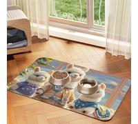 Alpacas Together Dog Food Mats for Floors, 16x24 Inch Non-Slip Super Absorbent Pet Food Mat, Dishwasher Dog Mat for Food and Water, Cute Rubber Quick Dry Pet Feeding Mat for Dogs Puppy Cats