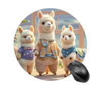 Alpacas Together Round Mouse Pad 7.8 Inch, Portable Gaming Mouse Mat with Non-Slip Rubber Base & Smooth Surface, Waterproof Mousepad for PC, Laptop, Computer, Office, Home