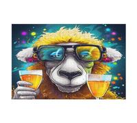 Alpacas Wooden Jigsaw Puzzles for Adults Hard Poster Puzzle 1000 Piece Precise Interlocking Educational Game Toys （75×50cm）