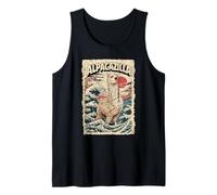 Alpacazilla Giant Alpaca Kaiju Anime Japanese Hokusai Wave Tank Top