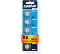 Alpalium CR1225 Button Cell Battery, Pack of 5, 3 V, High Performance for Remote Controls, Key Chains, CPUs, Portable and Medical Devices, CR 1225 Premium Quality & Long Shelf Life