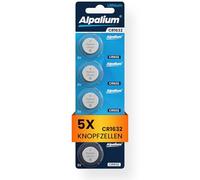 Alpalium CR1632 Button Cell Battery, Pack of 5, 3 V, High Performance for Remote Controls, Key Chains, CPUs, Portable and Medical Devices, CR 1632 Premium Quality & Long Shelf Life