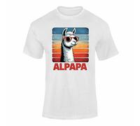 Alpapa Best Dad T Shirt Funny Alpaca Retro Animal Sunglasses Cute Graphic Tee Gift For Father White XL Style 1