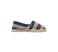 ALPARGATUS - Flat espadrilles with wide stripe print, Burgundy Navy Grey, 6 UK