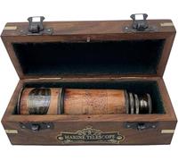 AlPath Telescope Maritime Sailors Masterpiece - 15" Handheld Brass Spyglass with Wooden Box - Nautical Pirate Scope - Vintage Marine Telescope for Collectors Gift