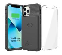 Alpatronix Battery Case for iPhone 12 Pro Max (6.7 inch), Slim Portable Protective Extended Charger Cover with Wireless Charging, Lightning Input, Apple Pay, CarPlay - BX12Pro Max - Matte Black