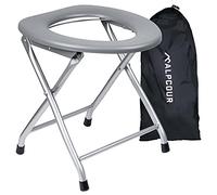 Alpcour Portable Toilet Seat - Compact Lightweight Indoor & Outdoor Commode w/Built-In Bag Hooks & Travel Bag - Heavy-Duty Stainless-Steel Chair is Durable & Convenient For Camping, Travel & Emergency