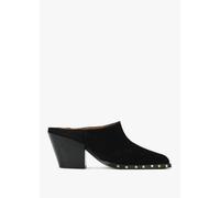 ALPE Antwerp Black Suede Western Stacked Heel Backless Mules Size: 39,