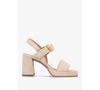 ALPE Athens Beige Suede Block Heel Platform Sandals Size: 38, Colour: