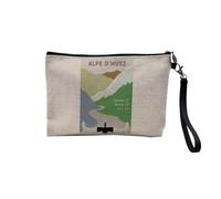 Alpe d'Huez Bicycle France Mountain Tour Linen Make-Up Bag Linen Look Toiletry Bag 23.5 x 15 cm, Alpe D'huez 2, 23.5 x 15 cm, Makeup Bag