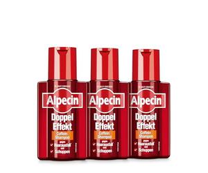 Alpecin Double Effect Caffeine Shampoo 3 x 200 ml - Against Hereditary Hair Loss and Dandruff | Suitable for Quickly Greasy Scalp