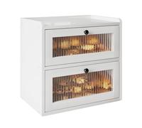 Alpeir Double Layer Large Bread Box for Kitchen Counter, Wooden Corner Bread Storage Container with Acrylic Window, White