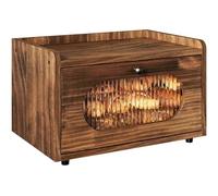 Alpeir Wooden Bread Box for Kitchen Countertop, Stackable Corner Breadbox, Single Layer Bread Storage Container with Acrylic Window, Kitchen Counter Organizer for Loaf Potato Onion Jars, Retro Brown