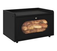 Alpeir Wooden Bread Box for Kitchen Countertop, Stackable Corner Breadbox, Single Layer Bread Storage Container with Acrylic Window, Kitchen Counter Organizer for Loaf Potato Onion Jars, Black